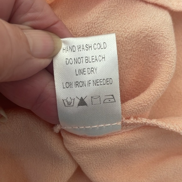 DNA Pale Salmon Color Rayon Cold Shoulder Top with Lace Trim. Medium - Picture 7 of 8